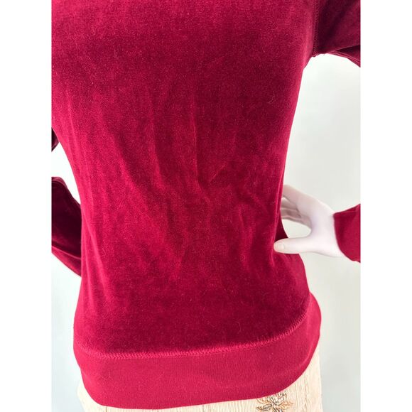 Vintage Y2k Velour Track Jacket Burgundy Red Zip Up Retro Style size Small - Picture 7 of 8
